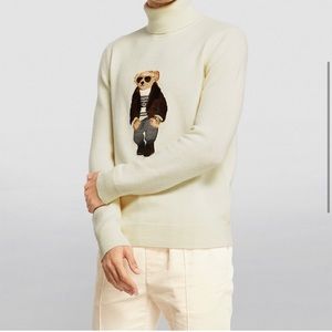 Ralph Lauren Purple Label Off-White Bear Patch Turtleneck M